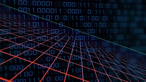 animazione del modello di griglia su codici binari in loop su sfondo nero