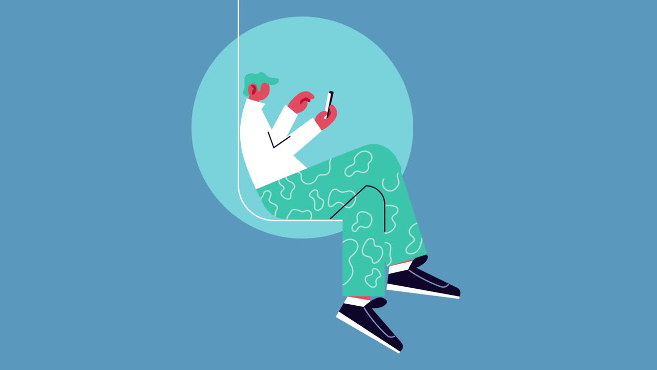 스마트폰을 사용하는 남자가 집에서 일하고 있습니다.