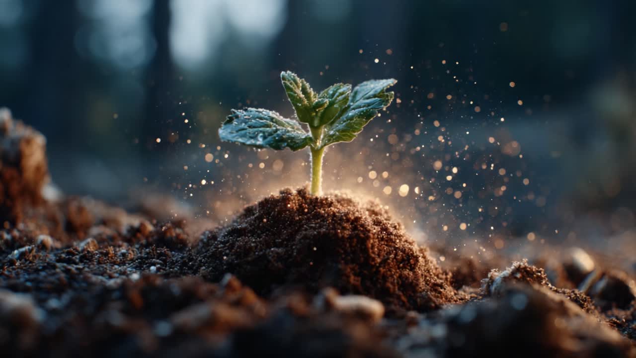 A Resilient Seedling Emerges from the Earth: Capturing the Beauty of Nature and Growth in Two Stunning Frames