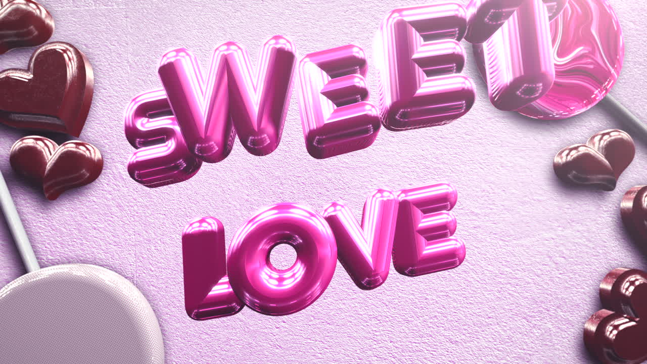 발렌타인 데이 4에 달콤한 사랑 텍스트와 모션 로맨틱 하트