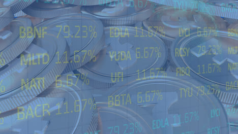 animación del procesamiento de datos financieros sobre monedas de libra británica