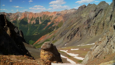 sur de colorado montañas rocosas verano nevado san juan cima de los picos lago de hielo cuenca sendero hacia silverton telluride ouray montaña roja molas pasar la parte superior del mundo pan lento movimiento natural a la izquierda