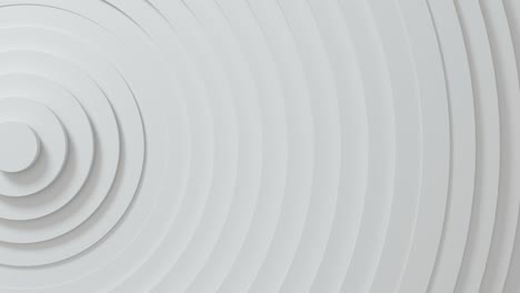 patrón abstracto de círculos con efecto de desplazamiento. anillos de animación en blanco. fondo abstracto para la presentación de negocios. el centro se desplaza hacia el lado. bucle sin costuras 4k 3d render