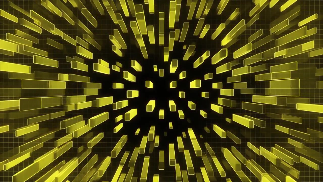 Abstract Yellow Digital Grid and Floating Rectangular Bars