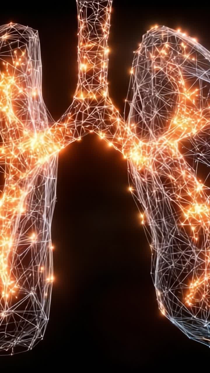 Illuminated Lungs: A Futuristic Representation of Pulmonary Anatomy with Glowing Networked Structure Highlighting the Vital Role of Respiratory Health in the Human Body