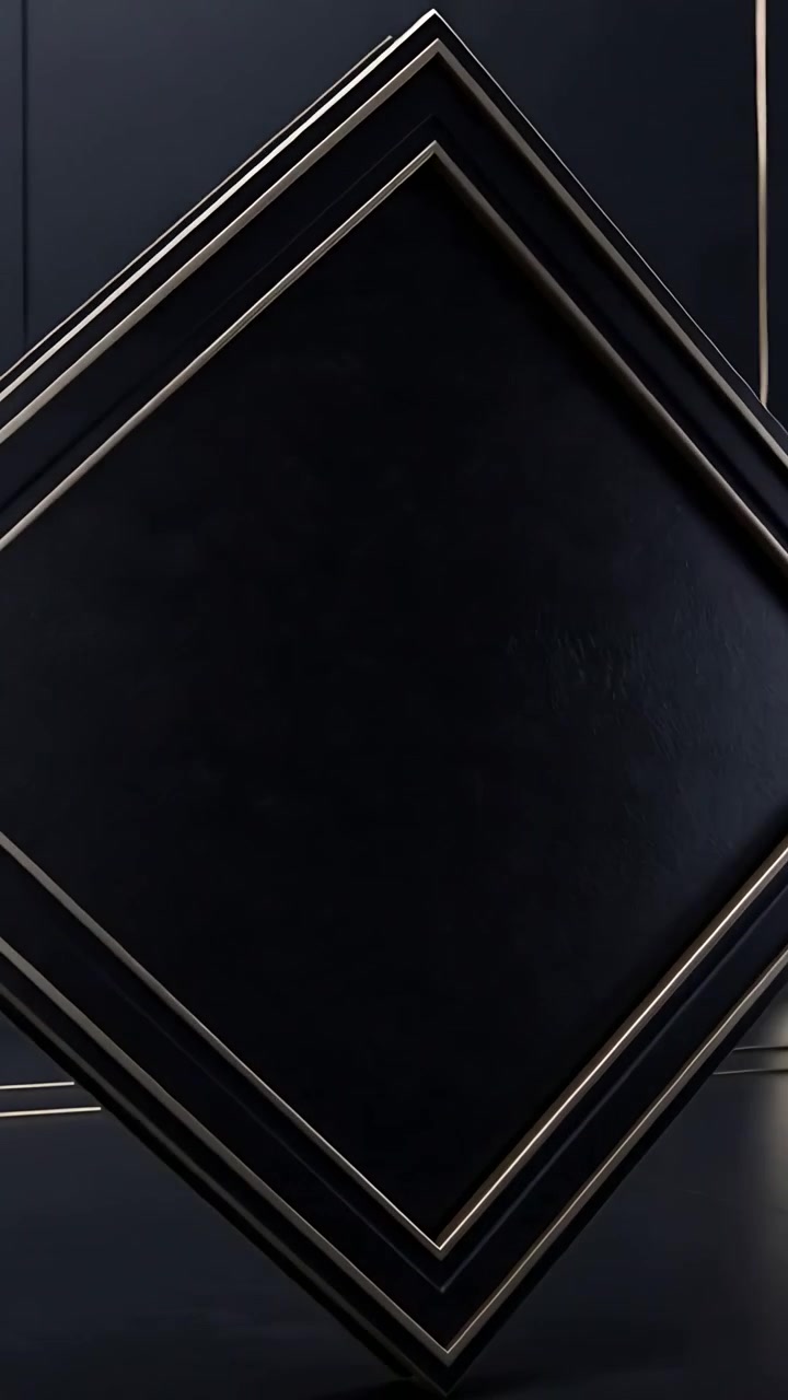 Vídeo vertical: Painel de diamante chanfrado à direita entrando, girando em estúdio, mostrando núcleo fosco e acabamento
