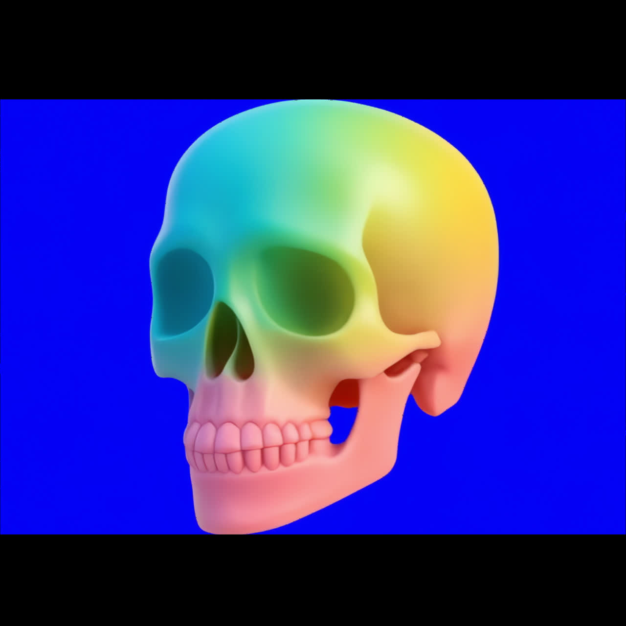 Colorful gradient skull animation isolated asset, transparent 4K video, alpha channel, ProRes 4444