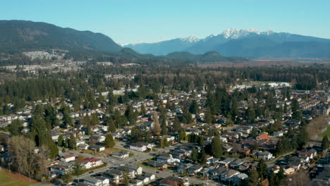 aerial view over a suburban neighbourhood in greater vancouver, bc