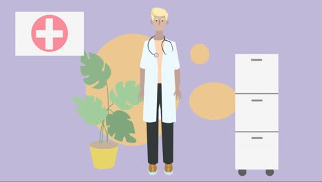 2d animation illustration of female doctor with stethoscope