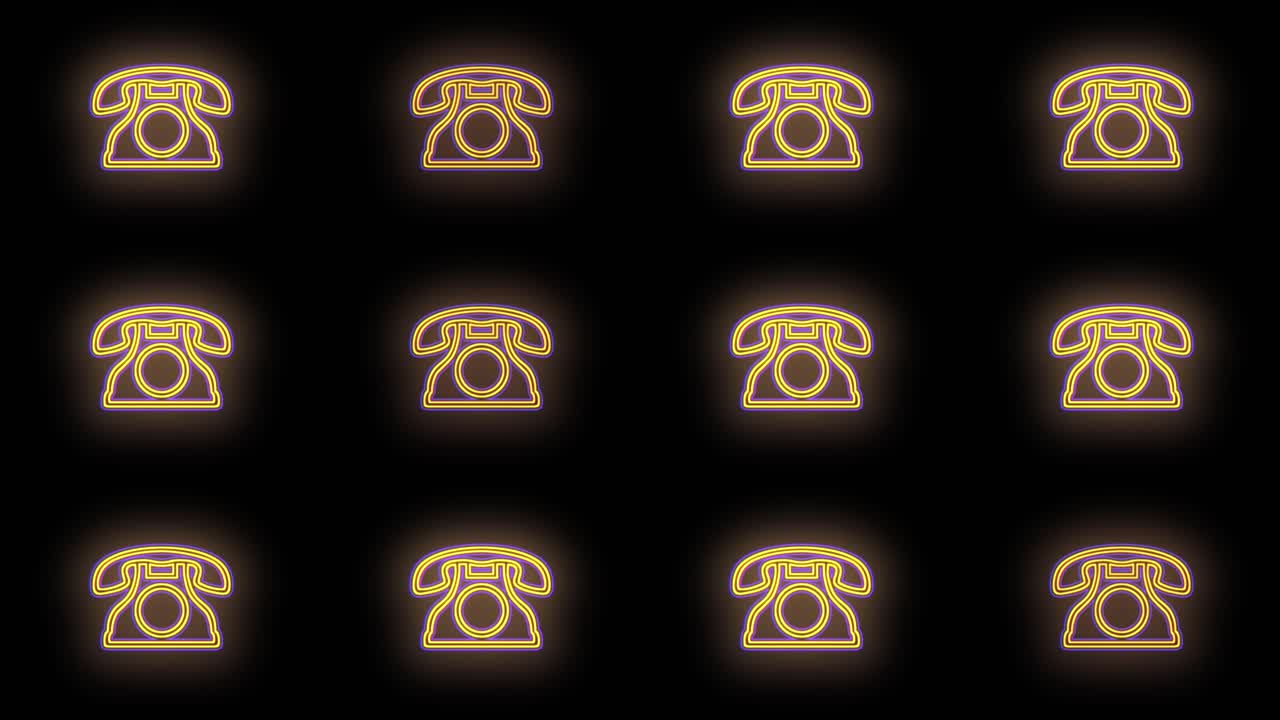 patrón de teléfono vintage con luz amarilla de neón pulsante 9