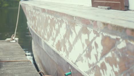 sanded mahogany double diagonal hull planks of a wood boat