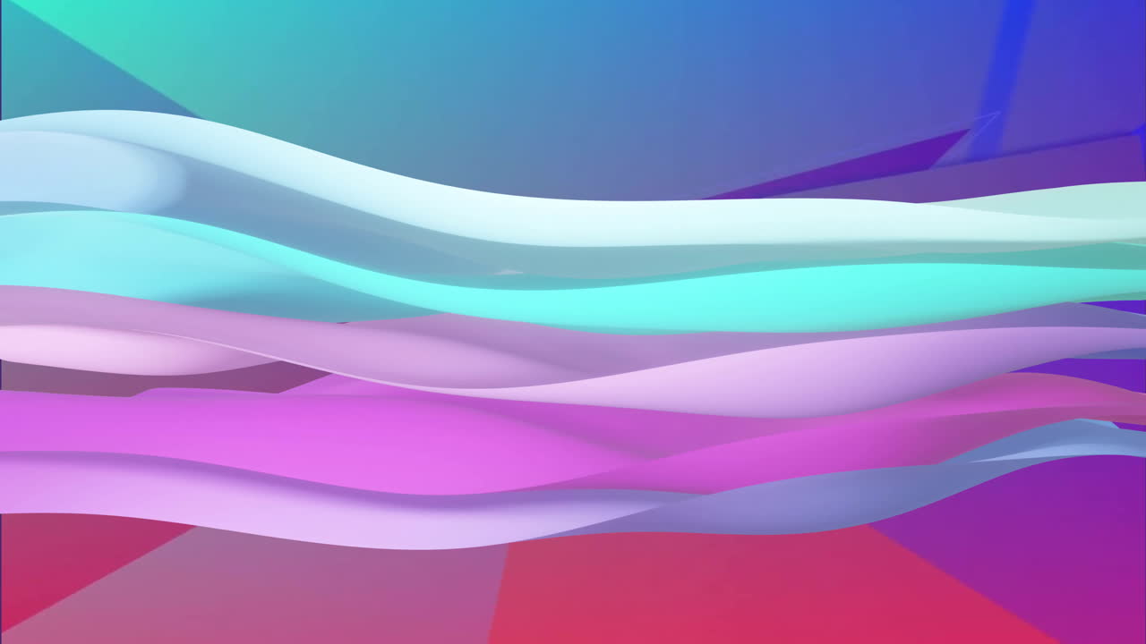 Animation of multi coloured layers waving over vibrant background