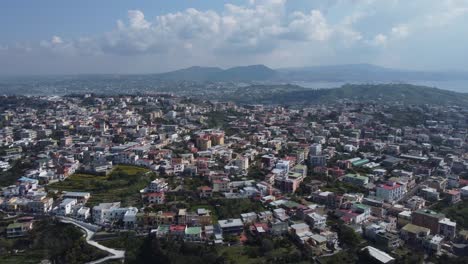 A-small-town-on-the-hill-filmed-from-the-sky-using-a-drone