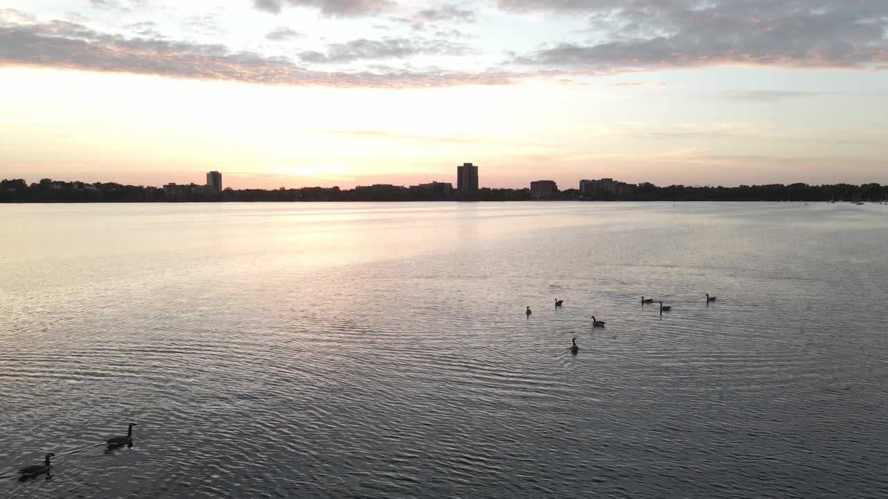 Golden hour over Lake Calhound Minneapolis