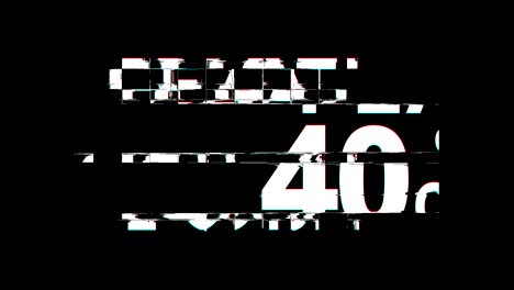 flat 40% percent off glitch effect text digital tv distortion 4k loop animation