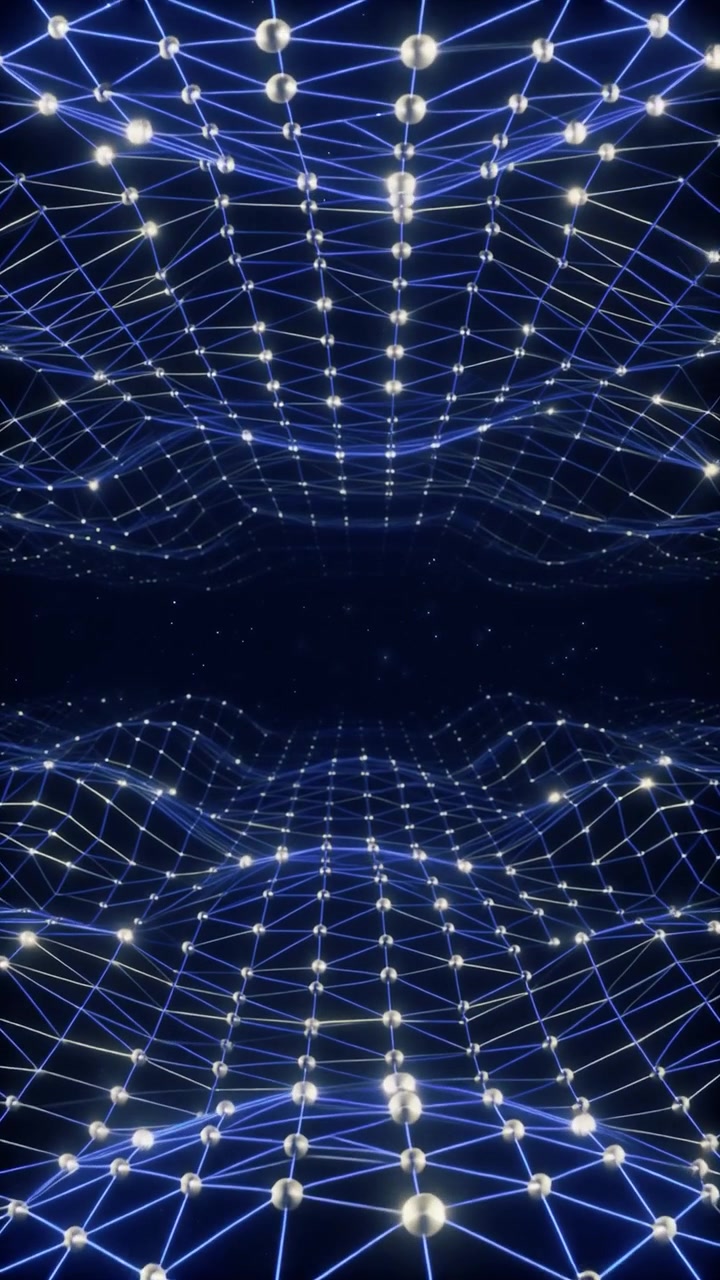 Abstract Digital Network Grid with Glowing Nodes and Wavy Motion