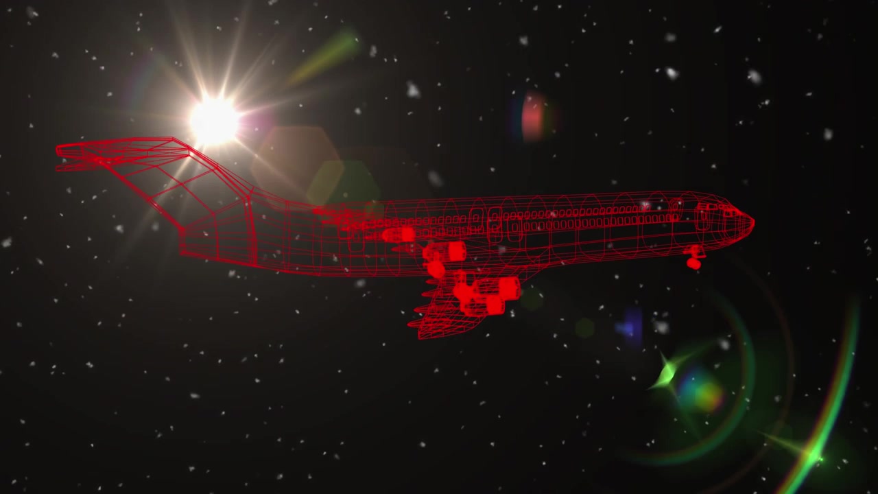 Animation of plane and spots on black background