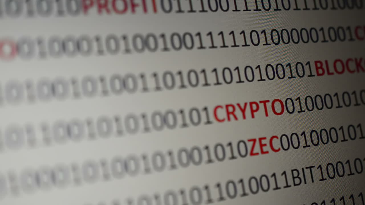 Cryptocurrency on a digital background. Background from a program code and cryptocurrencies