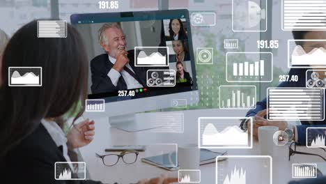 visual creativo de personas de negocios en una reunión de personal corporativo en videollamada
