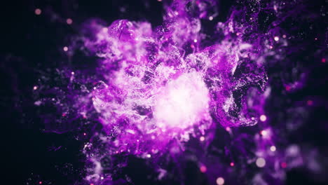 purple flowing particles with explosive wave effect, 3d rendering.