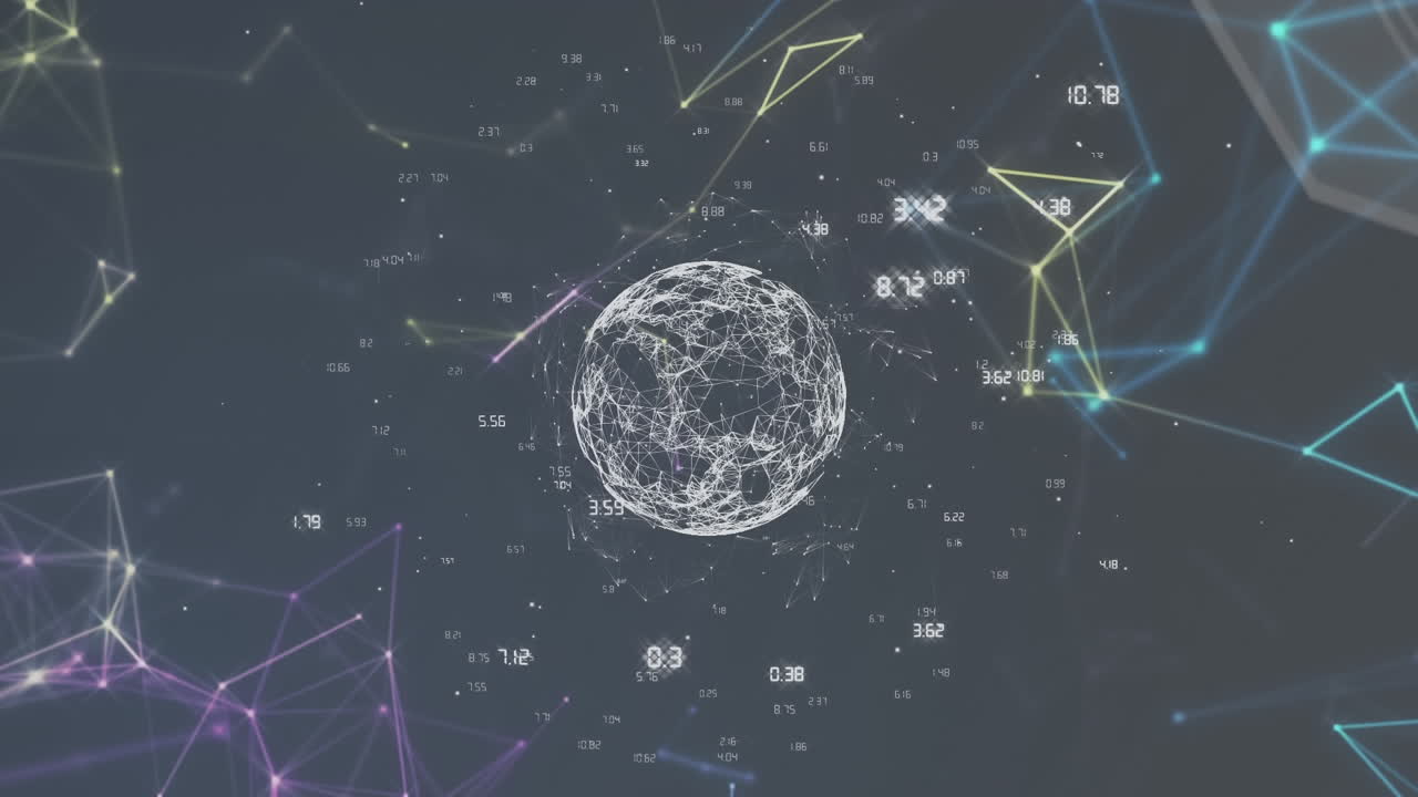 animación del globo con procesamiento de datos y red de conexiones
