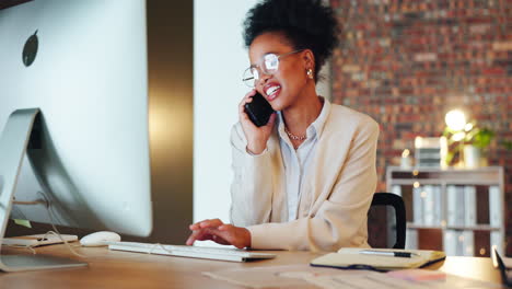 Conversation,-computer-and-phone-call-with-black