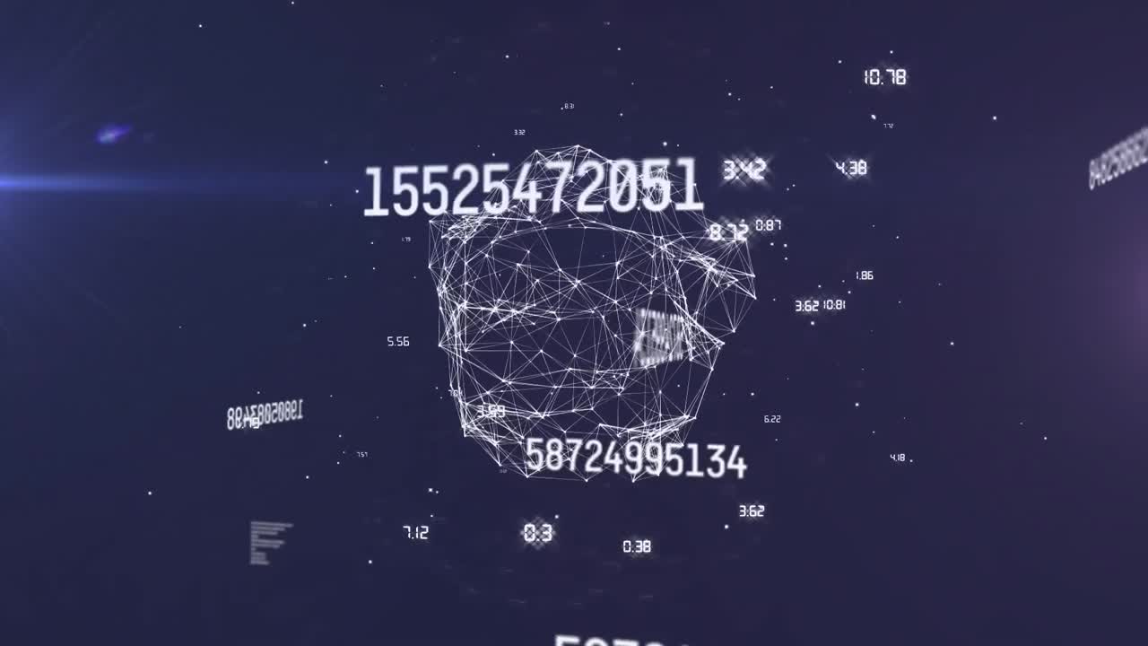 animación de números de conteo en vivo alrededor del globo y destello de la lente sobre fondo azul