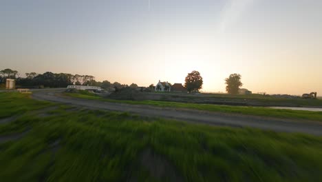 fpv drone video of aduarderzeil, picturesque historic village in groningen , the netherlands.
