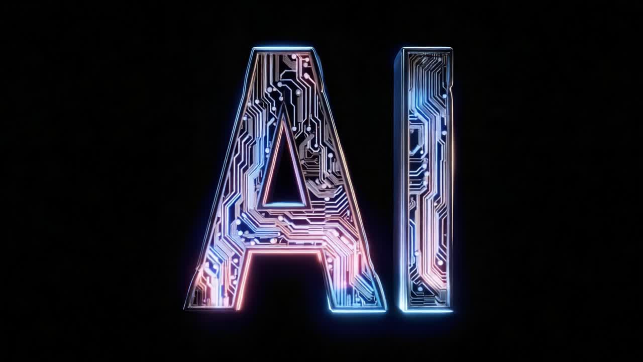 A striking visual representation of artificial intelligence, showcasing the intricate design of circuits in the letters A and I against a dark background, symbolizing modern technology