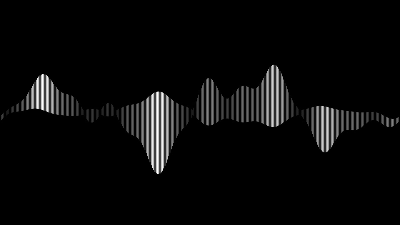 Animated White Audio Waveform on Black Background