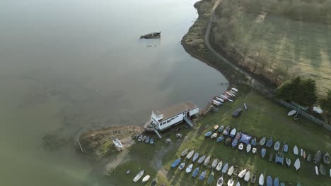 boatyards by the riverbank of blackwater estuary in maldon, essex, england, uk