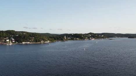 aerial view of sailboats in the ljungskile bay, uddevalla, sweden.
