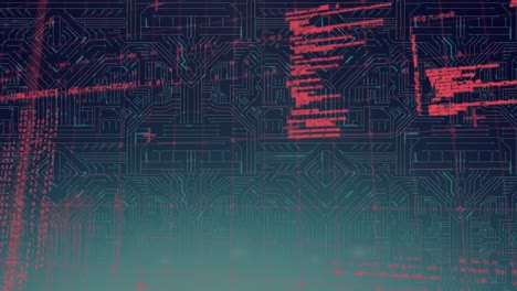 digital animation of data processing against microprocessor connections on gradient blue background