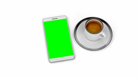 espresso coffee and smartphone