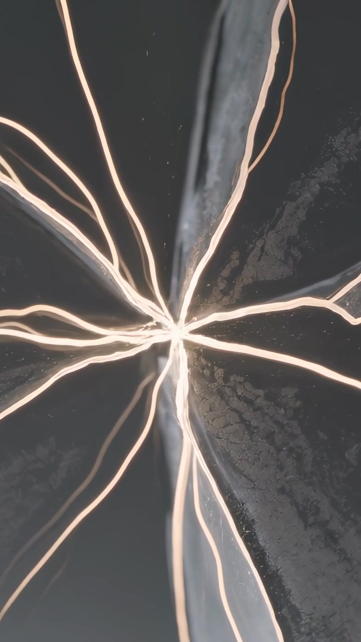 Video verticale: Spostamento del frame che causa lo scorrimento di linee radiali con effetto lucido macro, nodo luminoso e cuneo