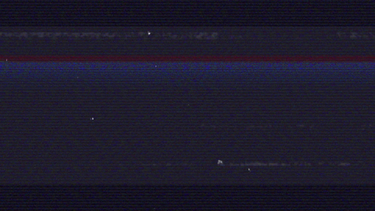 Animation of multiple glitch lines and interruption on blue background