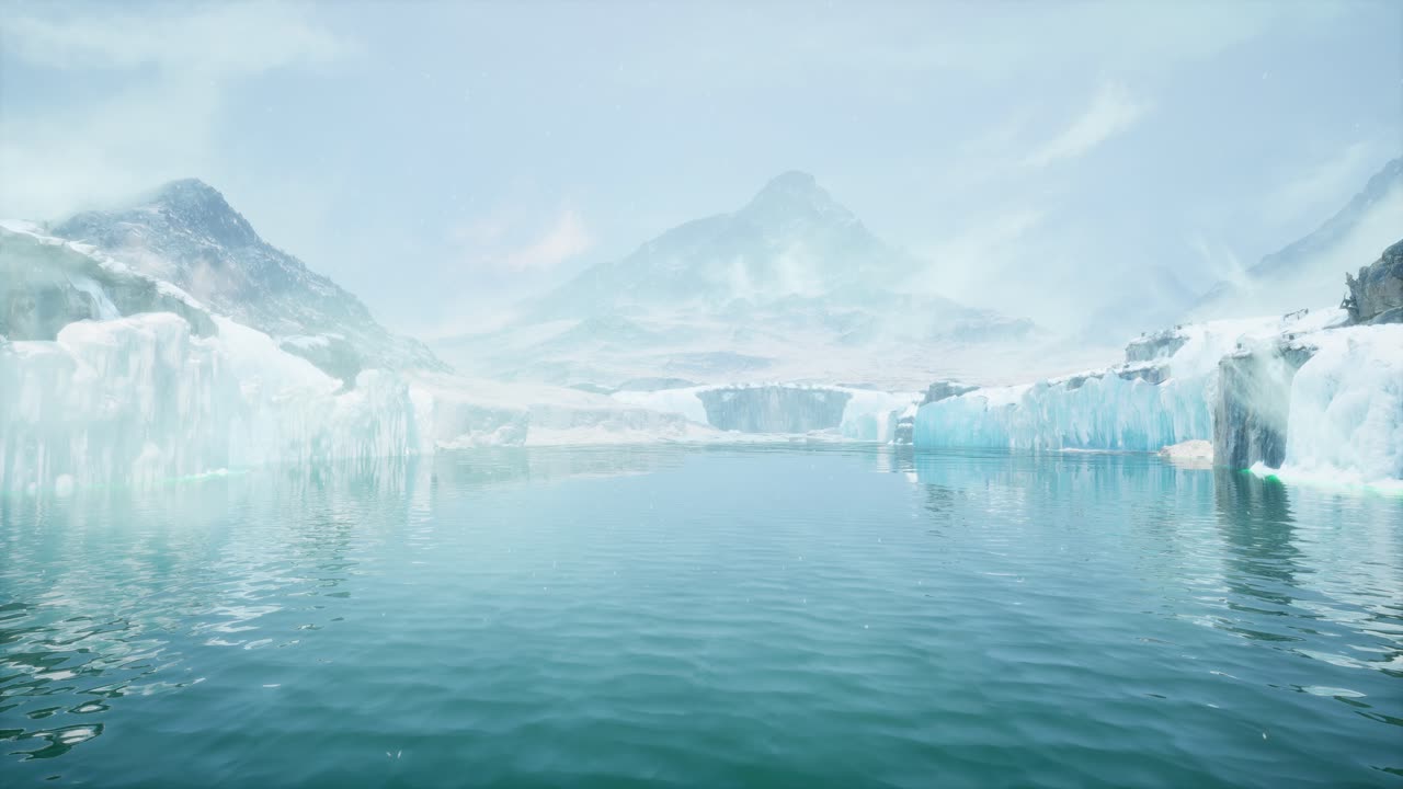 Vast Ocean View With Distant Snow Covered Mountain Range Rising