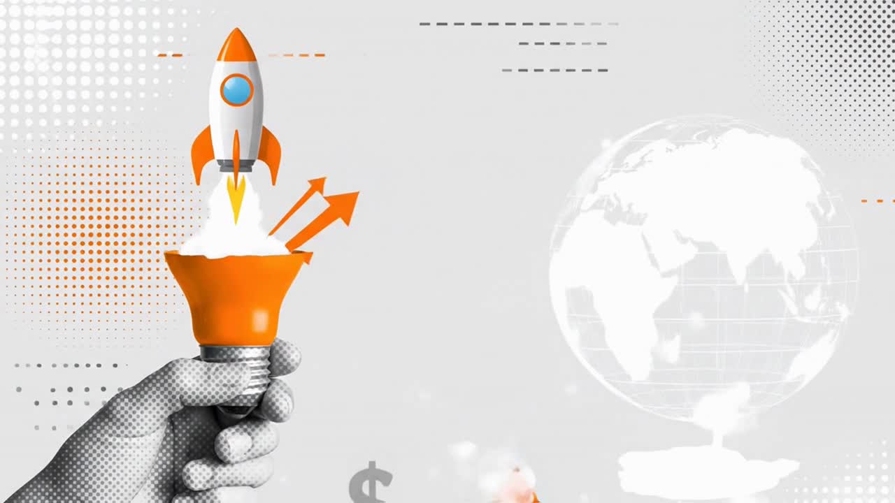 Launching a Global Startup Idea with a Rocket and Growth Arrows