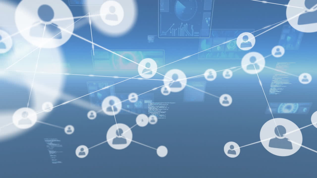 데이터 처리에 대한 아이콘으로 연결 네트워크의 애니메이션