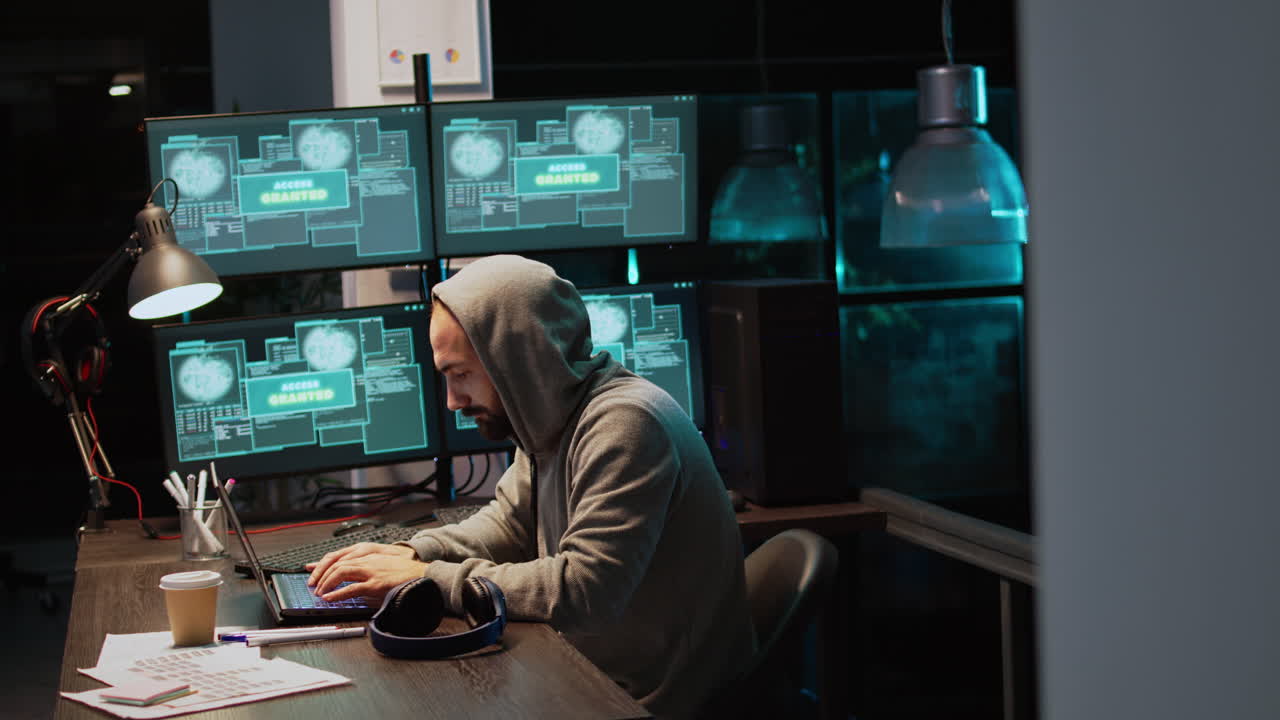 Hacker working on a computer