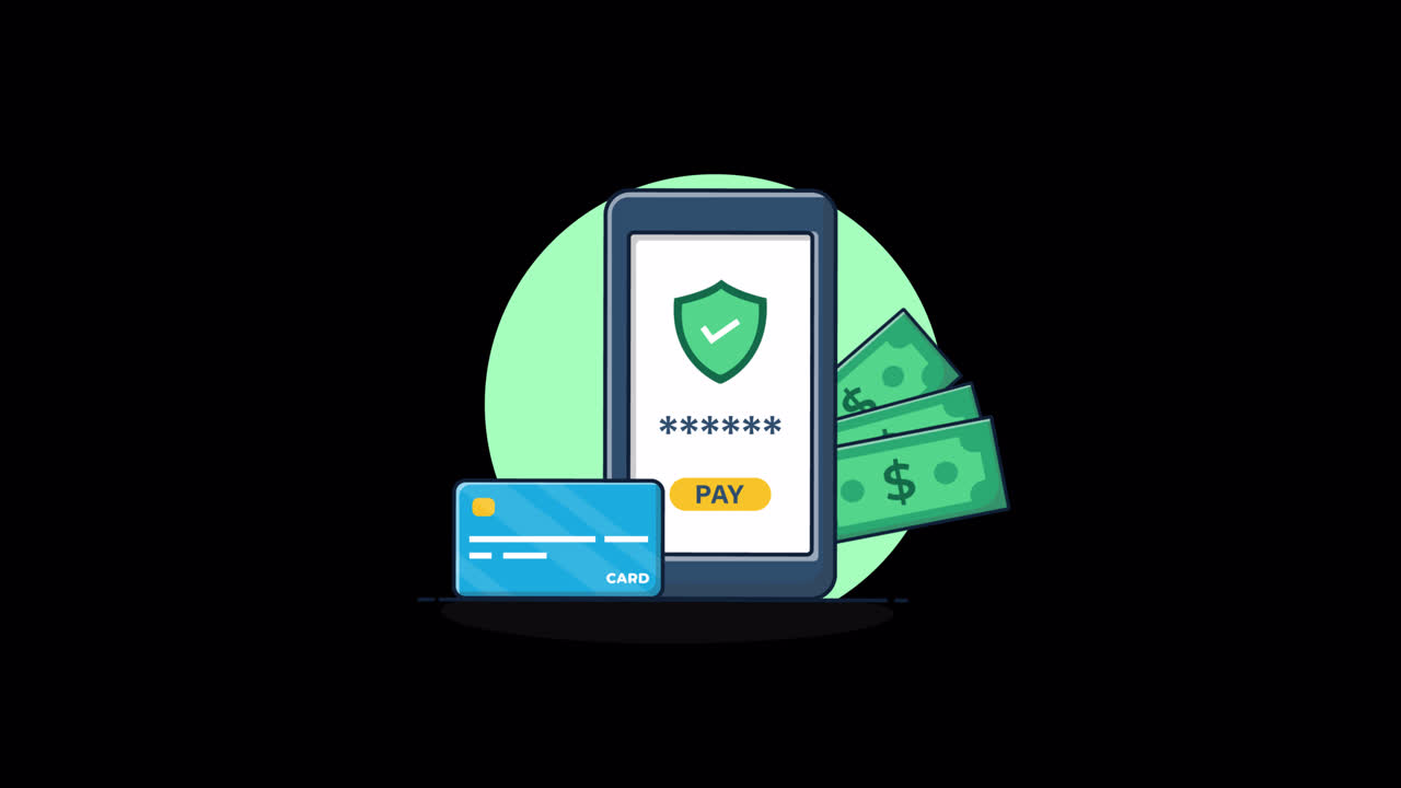 Secure Mobile Payment with Credit Card and Money Illustration