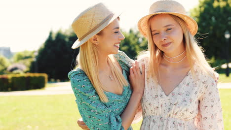 two friends in a park