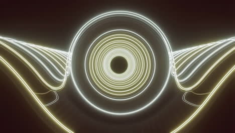 abstract glowing rings and curved lines tunnel