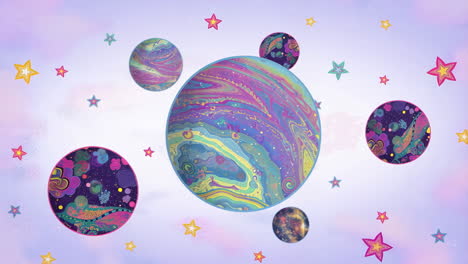 planets and stars in a fantasy galaxy