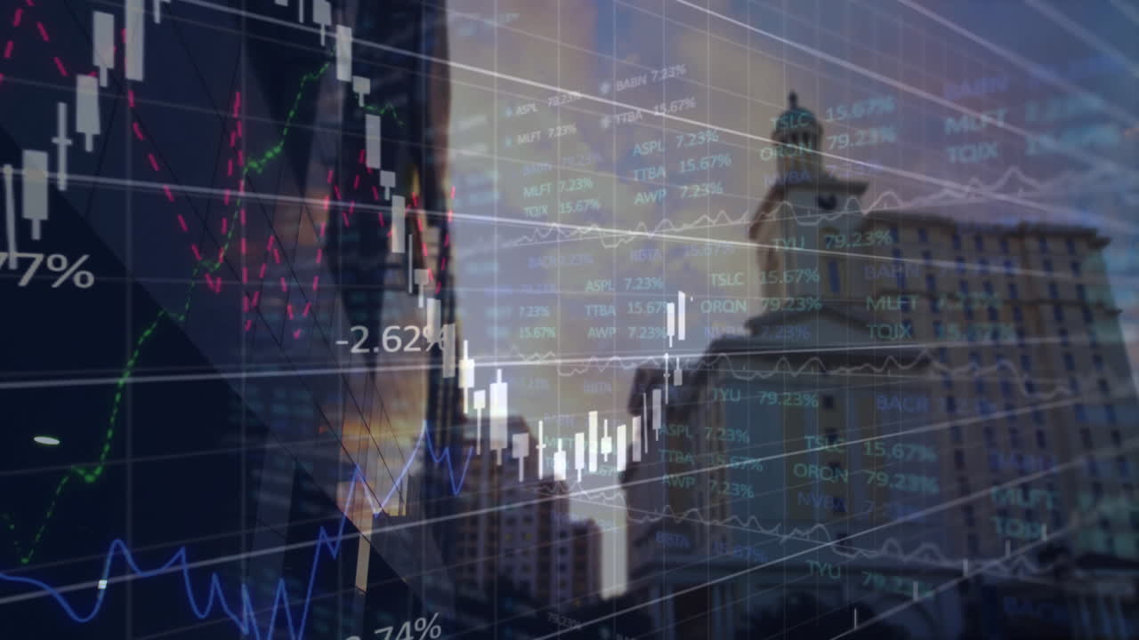 animación del procesamiento de datos sobre el paisaje urbano