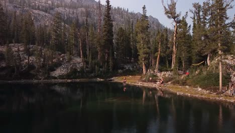 overseeing a part of the sawtooth mountains in the inner area around alice lake
