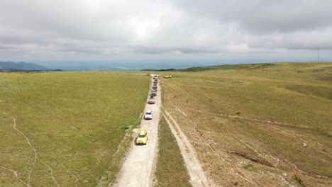 4x4 off road vehicles on rough terrain trail in serra da canastra national park in overland event, minas gerais, brazil