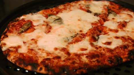 Freshly-Cooked-Buffalo-Mozzarella-Pizza-with-Basil-and-Tomato-Base