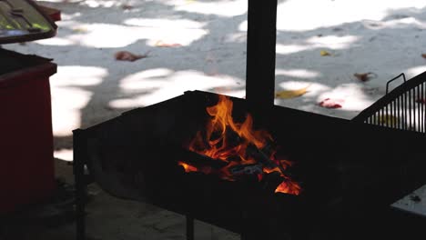 flames engulfing a barbecue grill outside