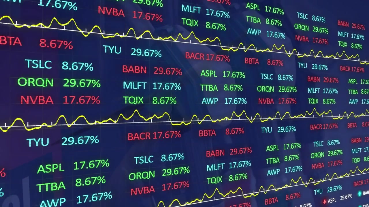 Animazione di dati finanziari che dominano il business globale nel digitale